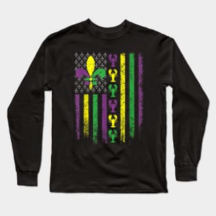 Mardi Gras Flag Carnival Happy New Orleans Mardi Gras 2024 Long Sleeve T-Shirt